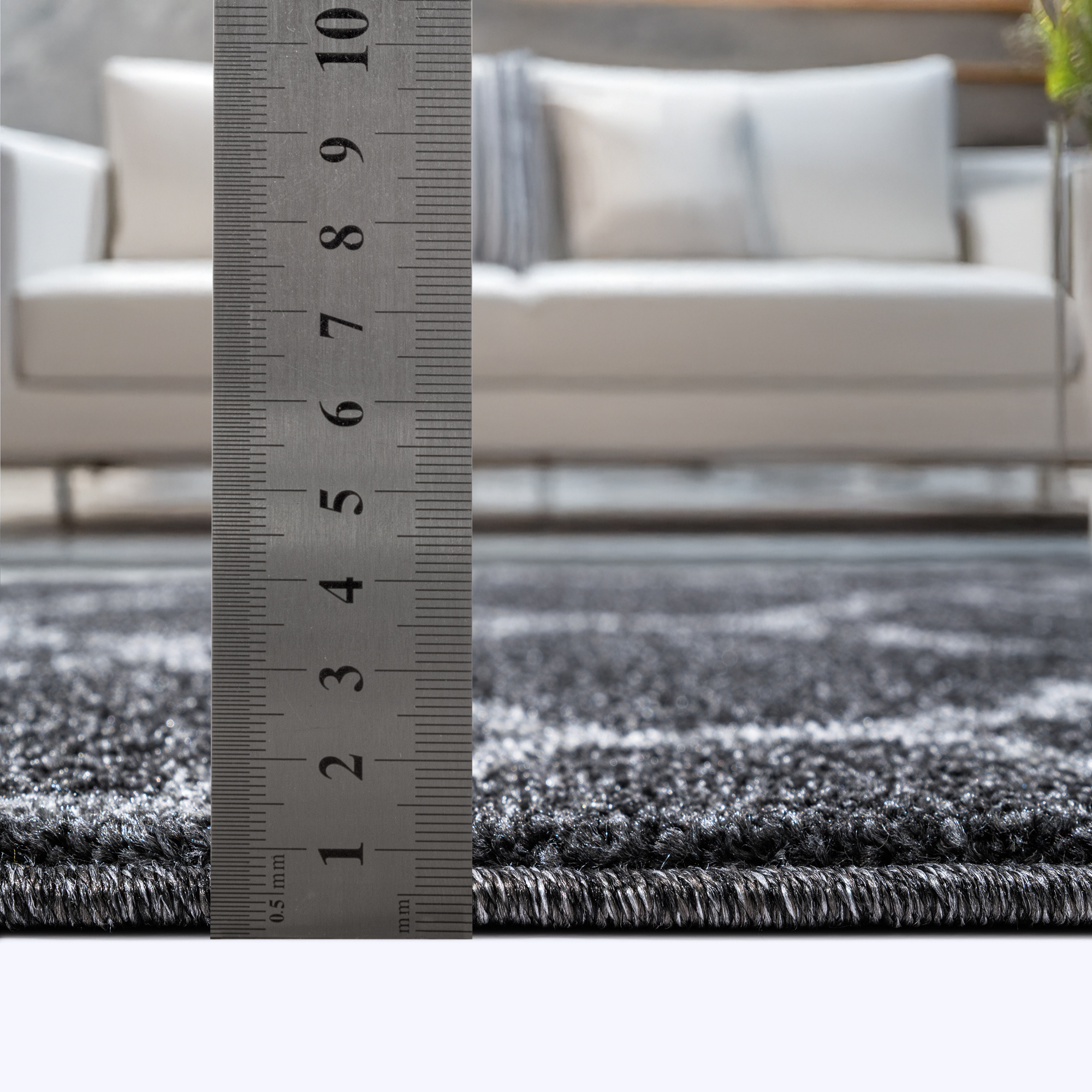 Boho Klasik | Laagpolig Vloerkleed | Modern Tapijt | Woonkamer, Slaapkamer | Zwart Grijs