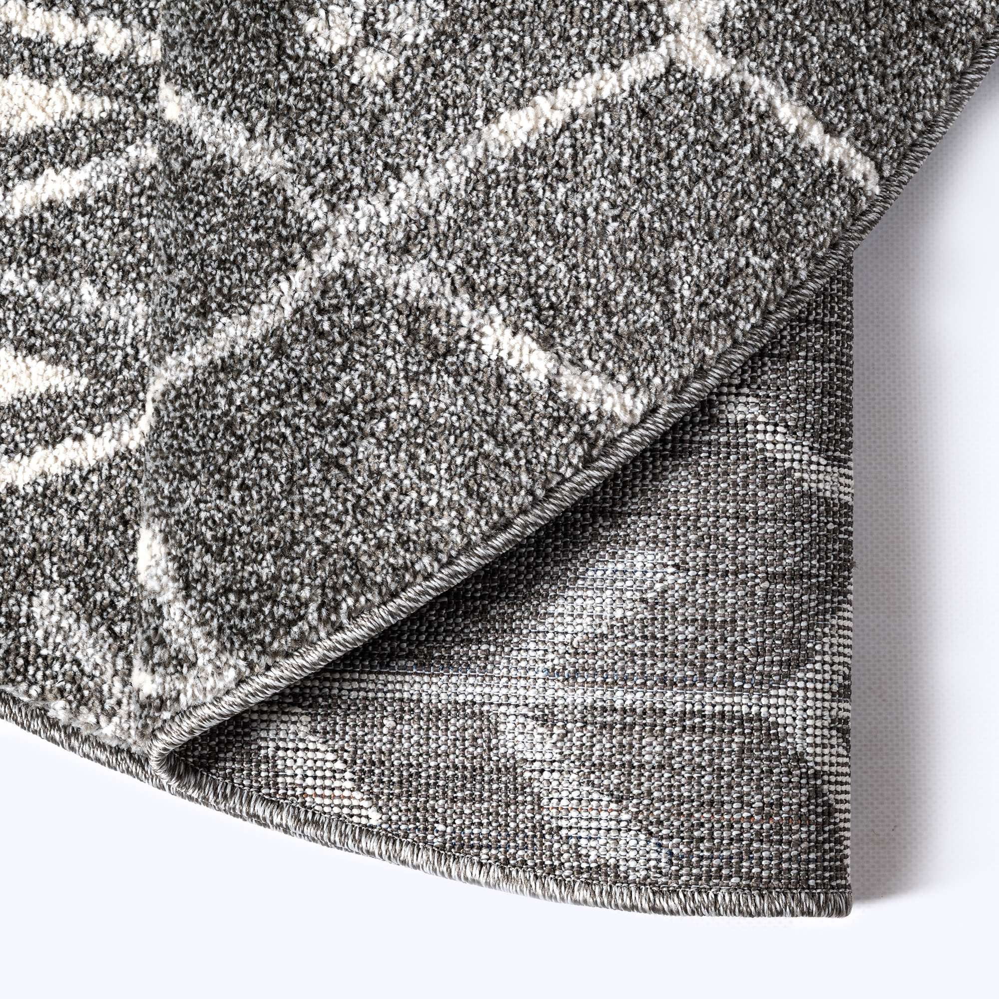 Rond Boho Vintage | Laagpolig Vloerkleed | Modern Tapijt | Woonkamer, Slaapkamer | Grijs