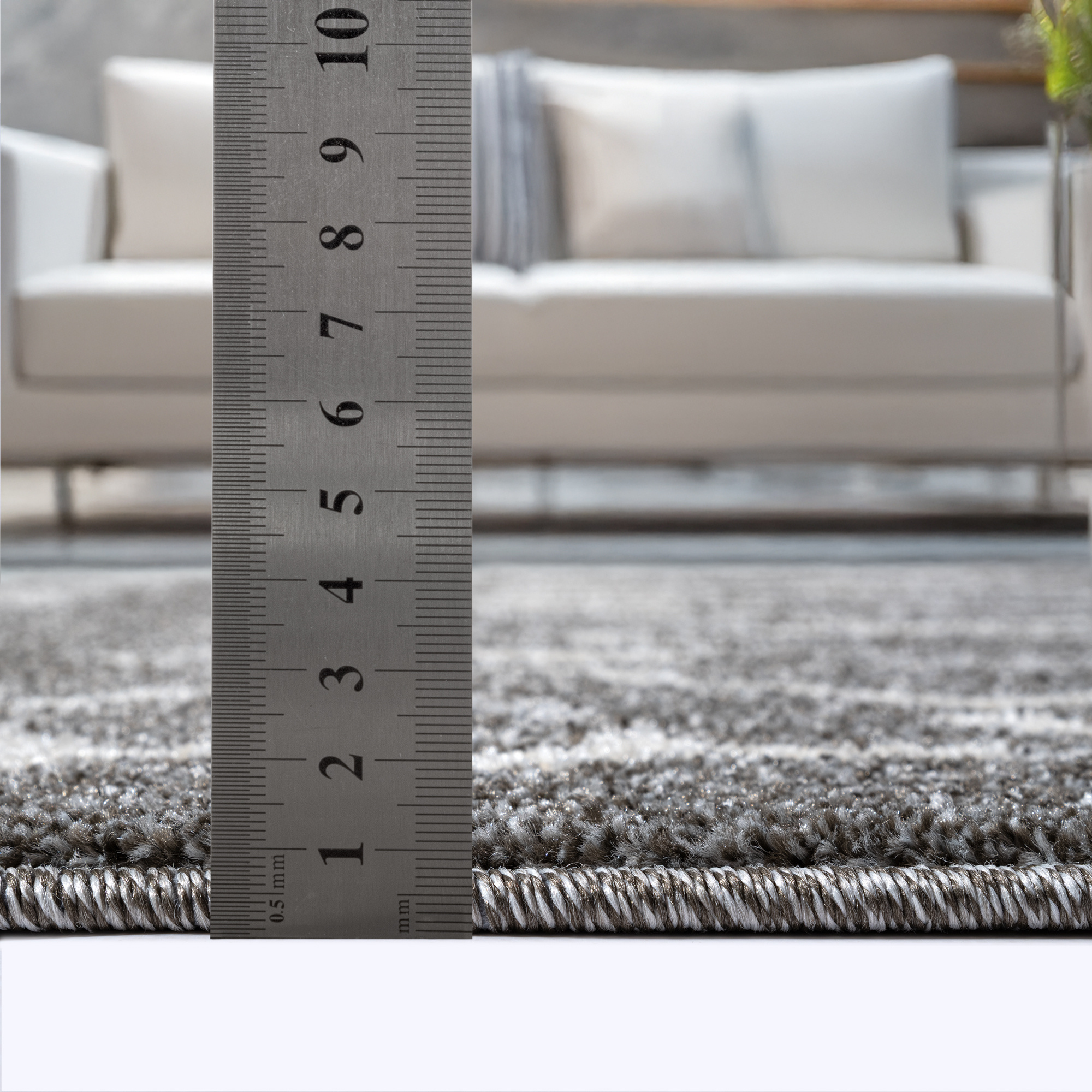 Rond Boho Vintage | Laagpolig Vloerkleed | Modern Tapijt | Woonkamer, Slaapkamer | Grijs