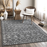 Boho Vintage | Laagpolig Vloerkleed | Modern Tapijt | Woonkamer, Slaapkamer | Grijs