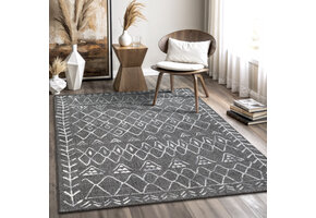 Boho Vintage | Laagpolig Vloerkleed | Modern Tapijt | Woonkamer, Slaapkamer | Grijs