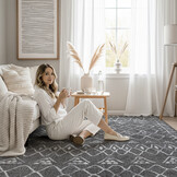 Boho Vintage | Laagpolig Vloerkleed | Modern Tapijt | Woonkamer, Slaapkamer | Grijs