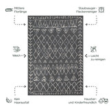 Boho Vintage | Laagpolig Vloerkleed | Modern Tapijt | Woonkamer, Slaapkamer | Grijs