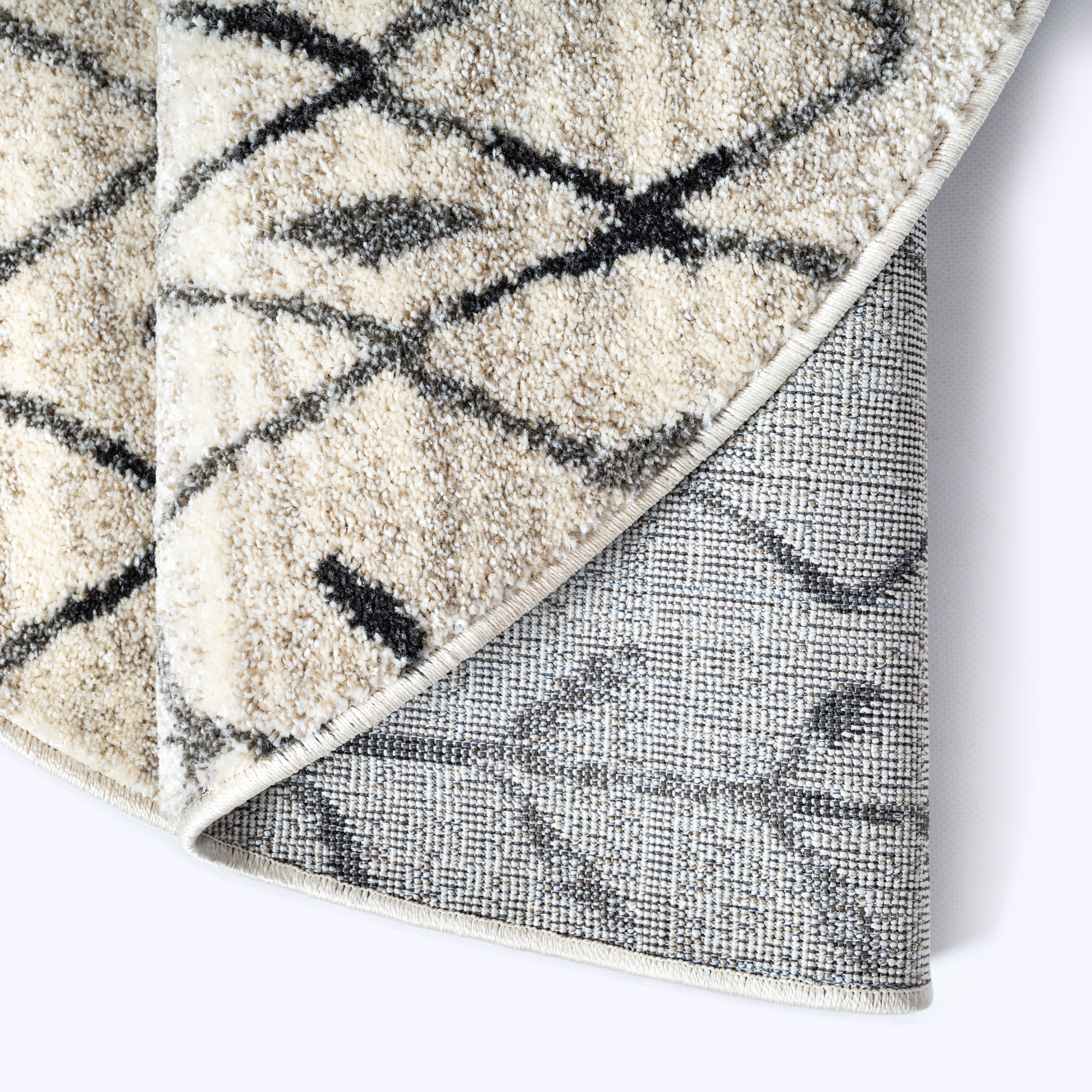 Boho Rond Vintage Laagpolig Vloerkleed Crème