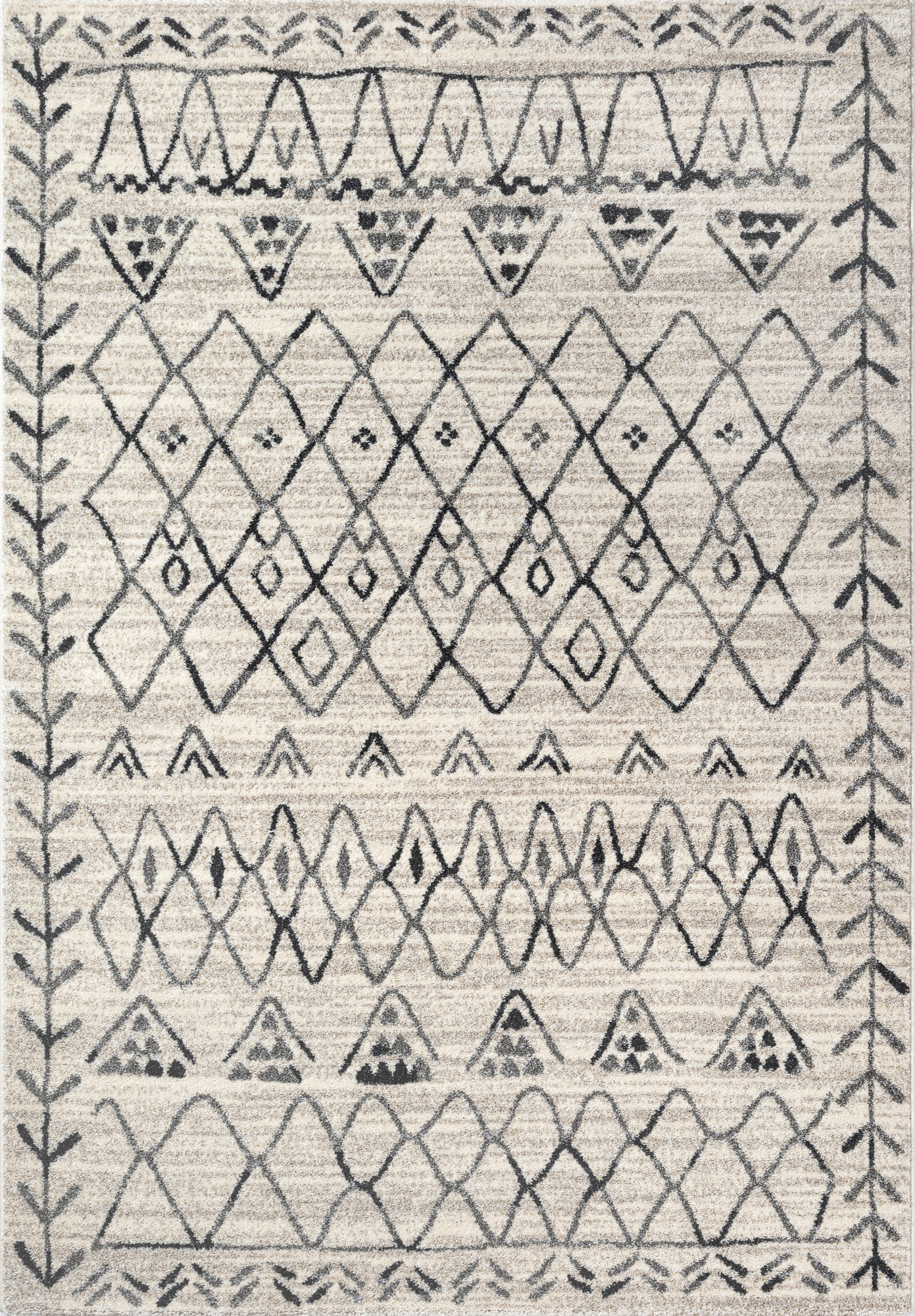 Boho Vintage Laagpolig Vloerkleed Crème