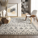 Boho Vintage Laagpolig Vloerkleed Crème