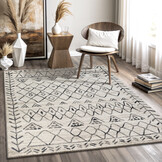 Boho Vintage Laagpolig Vloerkleed Crème
