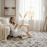 Boho Vintage | Laagpolig Vloerkleed | Modern Tapijt | Woonkamer, Slaapkamer | Creme