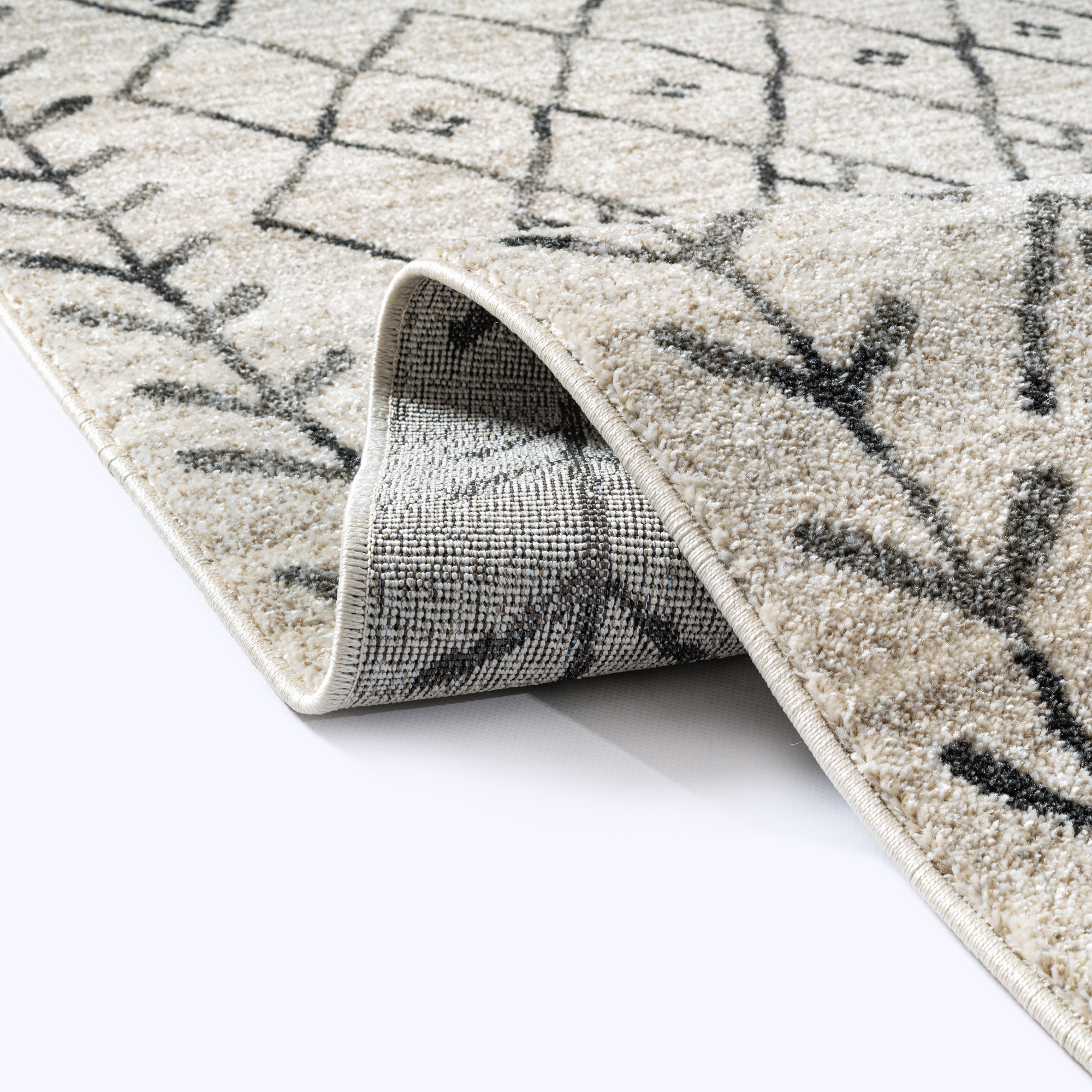 Boho Vintage Laagpolig Vloerkleed Crème