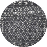 Boho Rond Vintage Laagpolig Vloerkleed Zwart/Grijs