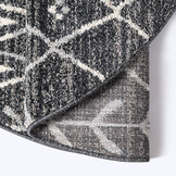 Rond Boho Vintage | Laagpolig Vloerkleed | Modern Tapijt | Woonkamer, Slaapkamer | Zwart Grijs