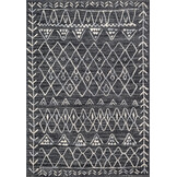 Boho Vintage | Laagpolig Vloerkleed | Modern Tapijt | Woonkamer, Slaapkamer | Zwart Grijs