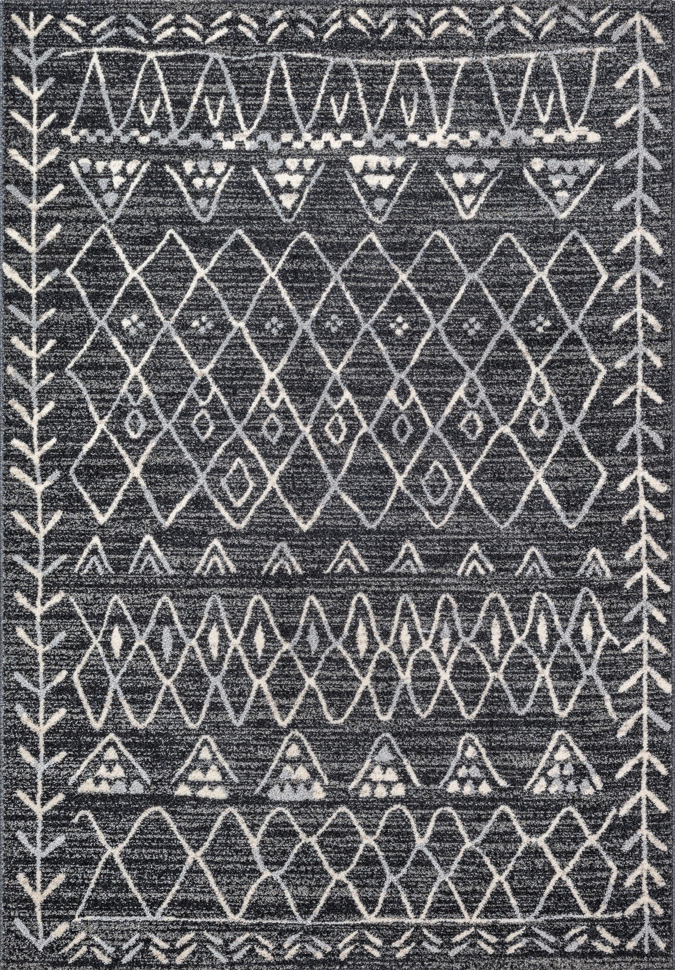 Boho Vintage Laagpolig Vloerkleed Zwart/Grijs