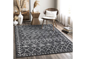 Boho Vintage | Laagpolig Vloerkleed | Modern Tapijt | Woonkamer, Slaapkamer | Zwart Grijs