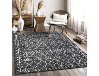 Boho Vintage | Laagpolig Vloerkleed | Modern Tapijt | Woonkamer, Slaapkamer | Zwart Grijs