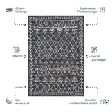 Boho Vintage | Laagpolig Vloerkleed | Modern Tapijt | Woonkamer, Slaapkamer | Zwart Grijs