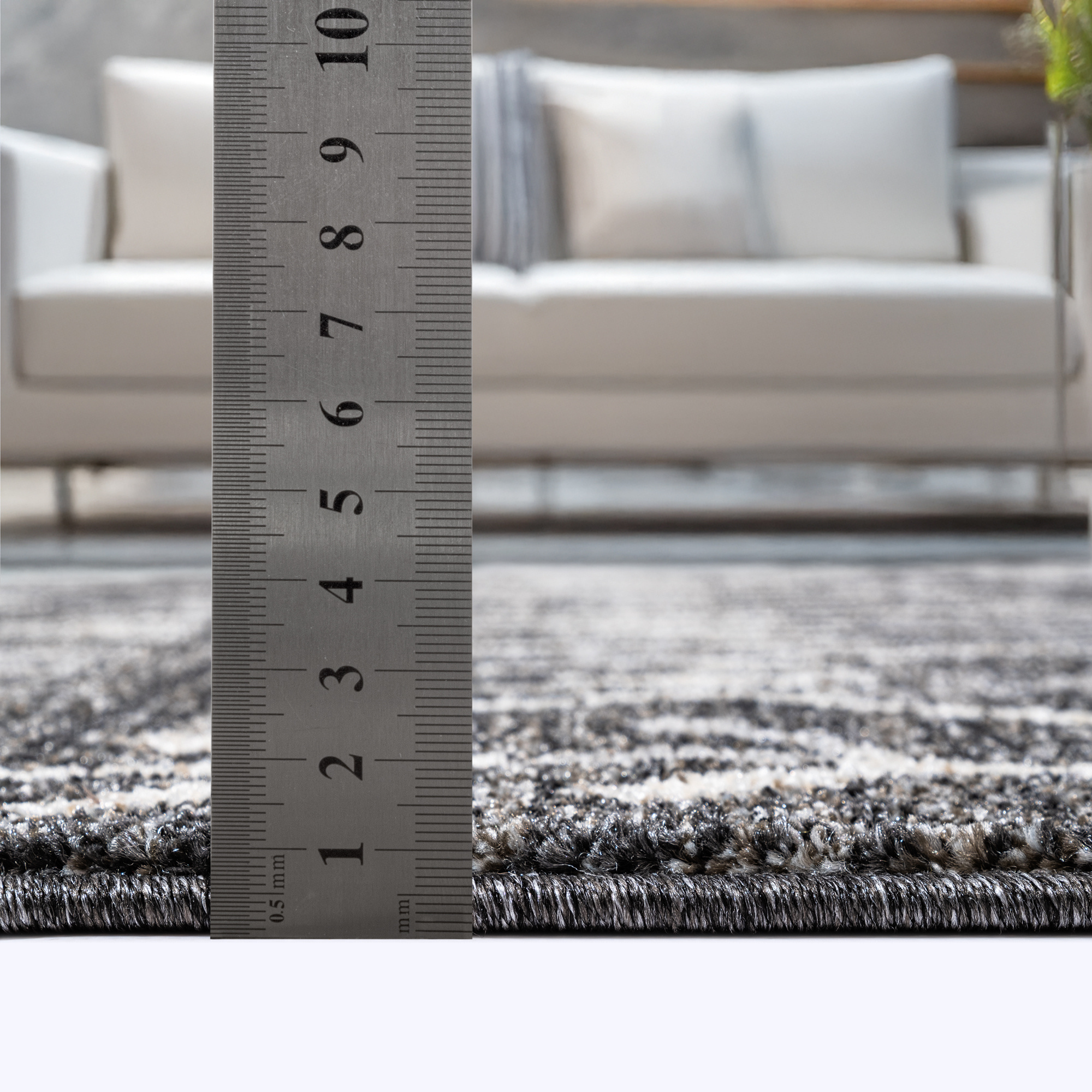 Boho Vintage | Laagpolig Vloerkleed | Modern Tapijt | Woonkamer, Slaapkamer | Zwart Grijs