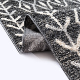 Boho Vintage | Laagpolig Vloerkleed | Modern Tapijt | Woonkamer, Slaapkamer | Zwart Grijs