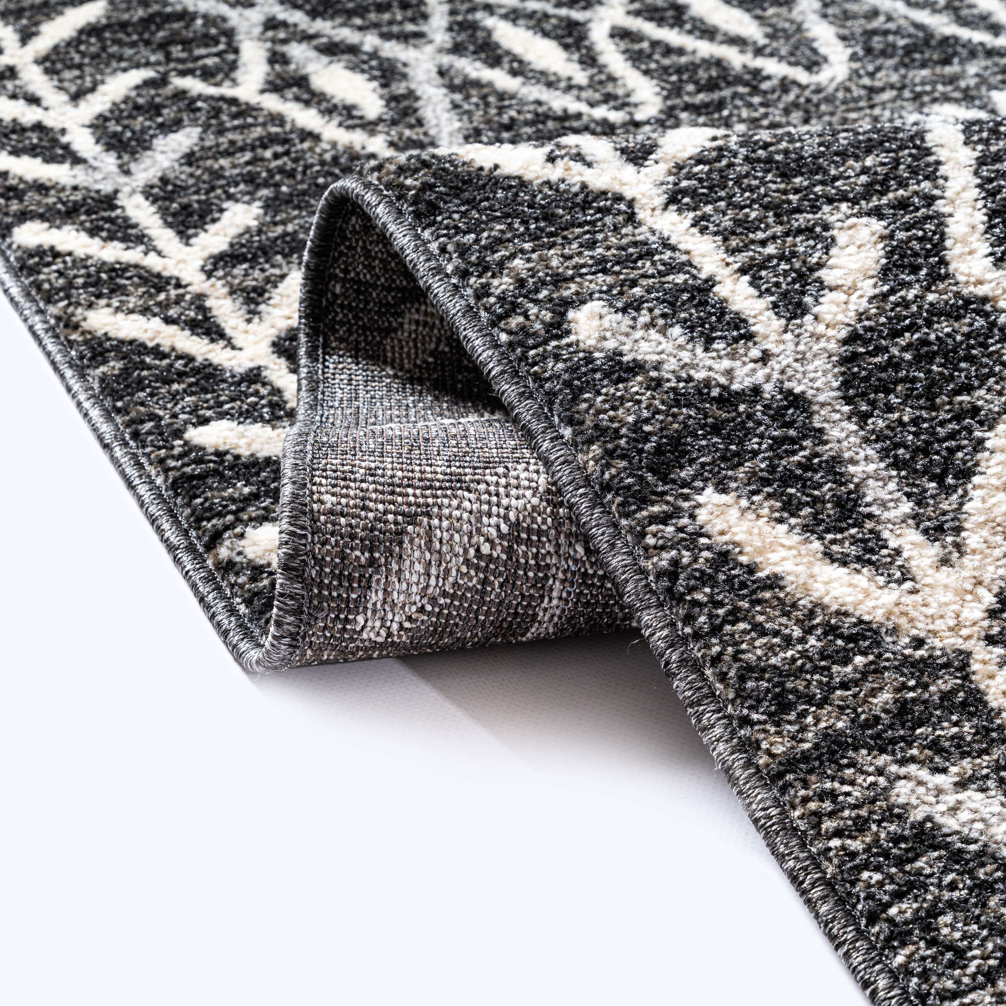 Boho Vintage | Laagpolig Vloerkleed | Modern Tapijt | Woonkamer, Slaapkamer | Zwart Grijs