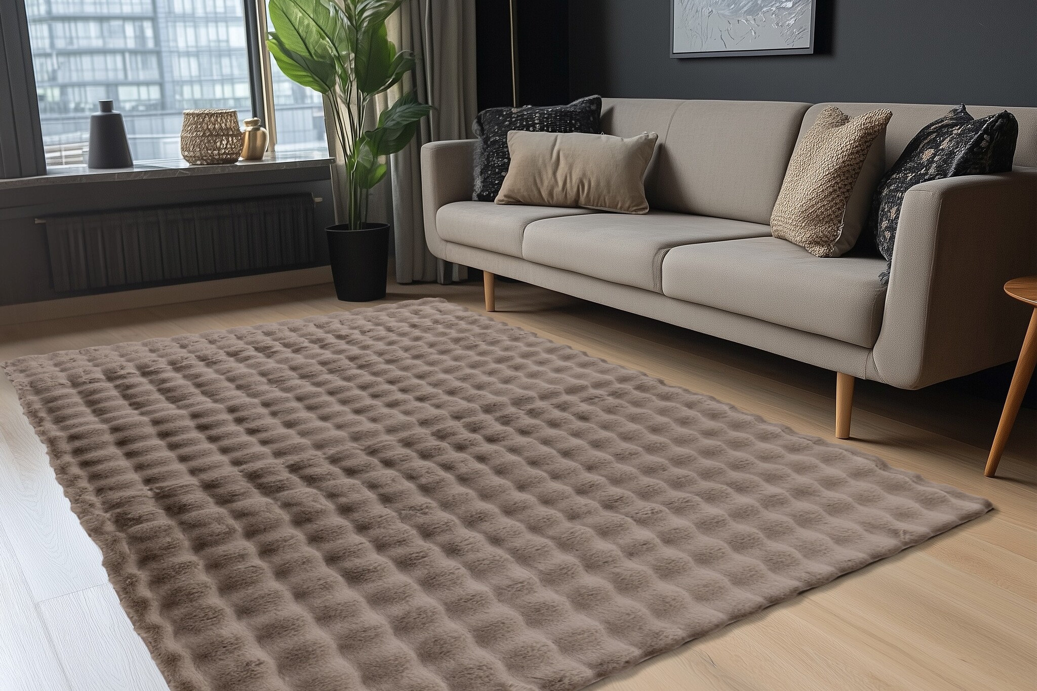 Harmony Soft - Fluffy Vloerkleed - 3D Effect, Hoogpolig, 100% Polyester, Super Soft Touch - Taupe