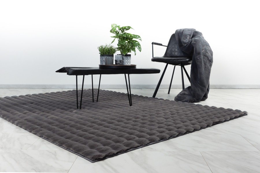 Harmony Soft - Fluffy Vloerkleed - 3D Effect, Hoogpolig, 100% Polyester, Super Soft Touch - Antraciet