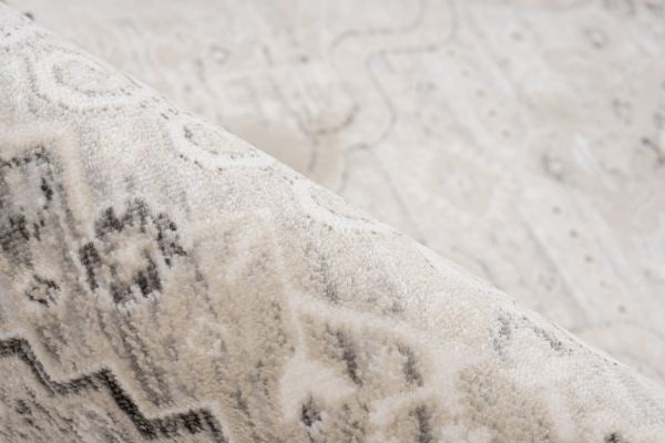 Vintage Vista – Luxe Vloerkleed - Klassiek - Creme Zilver - Laagpolig