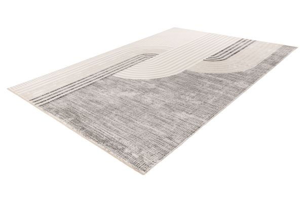 Vintage Japandi Vista – Luxe Vloerkleed - Creme Zilver - Laagpolig