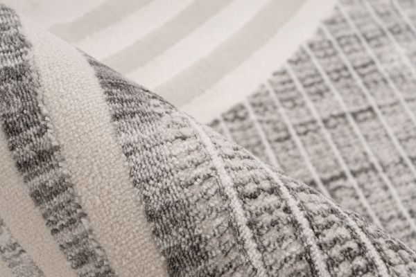 Vintage Japandi Vista – Luxe Vloerkleed - Creme Zilver - Laagpolig