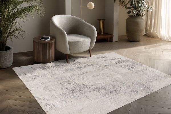 Vintage Fashion Vista – Luxe Vloerkleed - Zilver Creme - Laagpolig