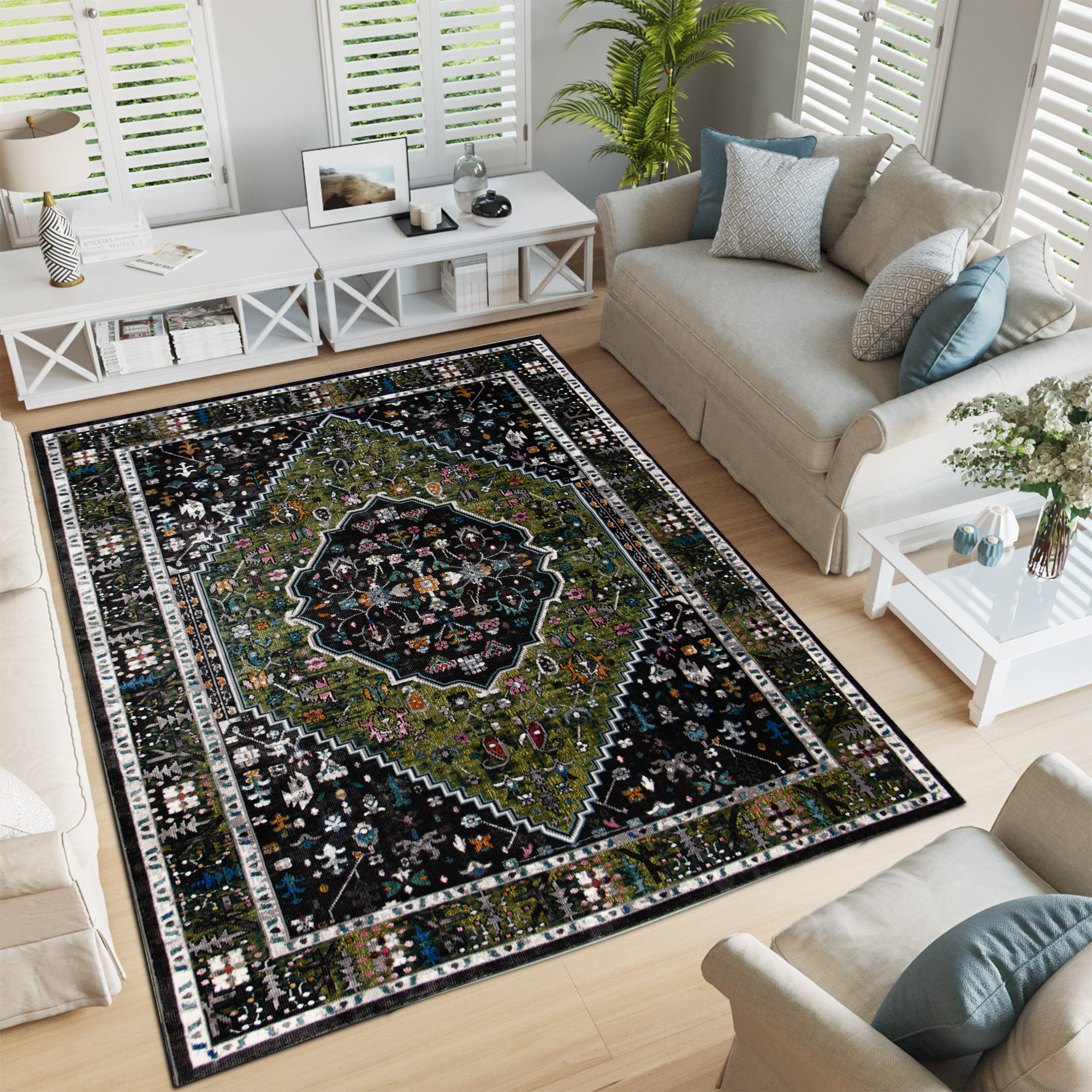 Picasso Paloma Vintage Vloerkleed - Multi / Groen - Laagpolig