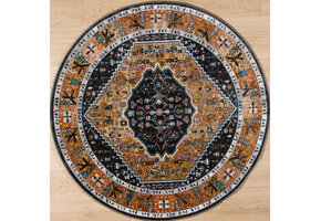 Picasso Paloma Rond Vintage Vloerkleed - Multi / Geel - Laagpolig