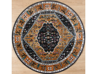 Picasso Paloma Rond Vintage Vloerkleed - Multi / Geel - Laagpolig