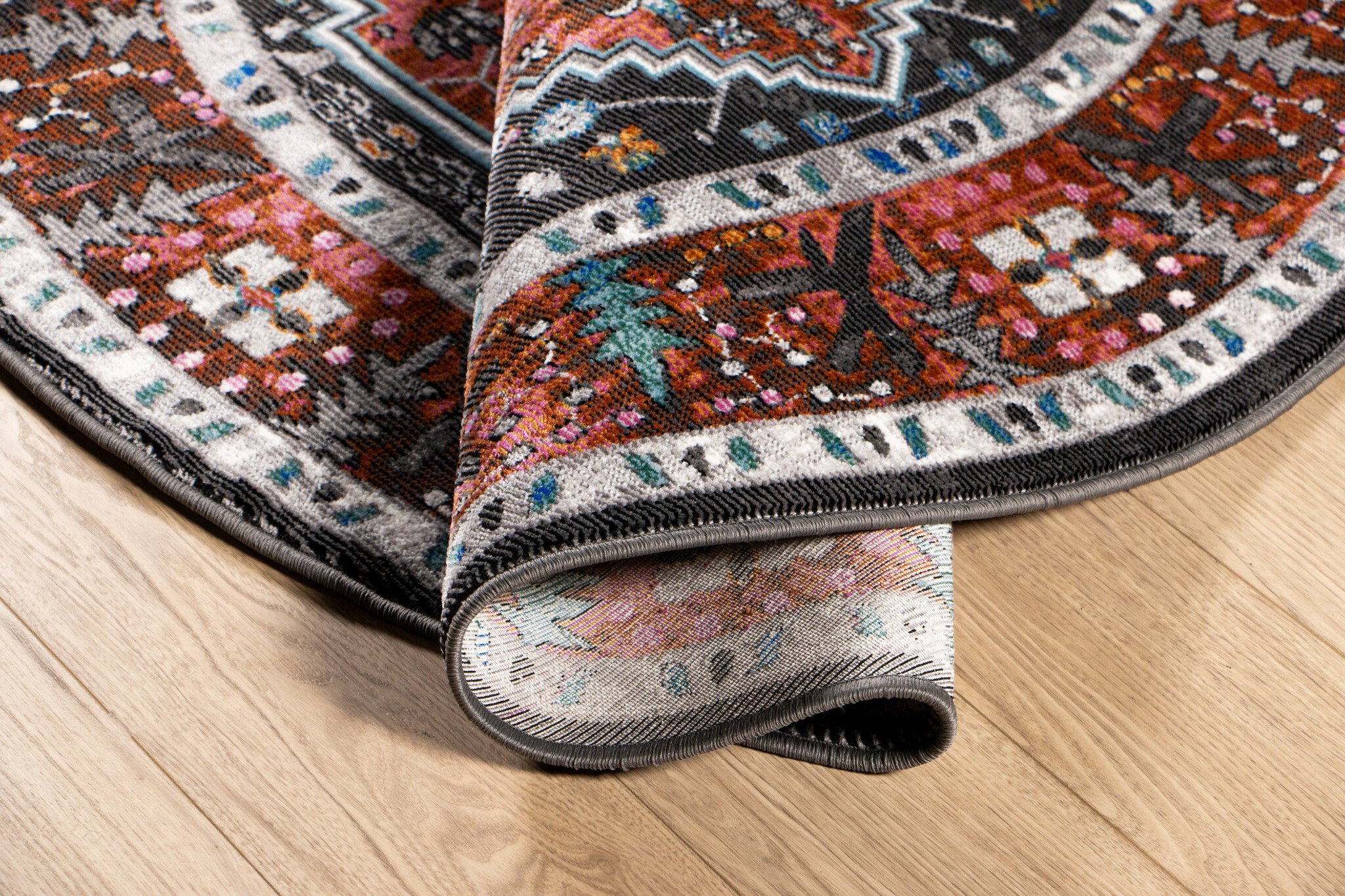 Picasso Paloma Rond Vintage Vloerkleed - Terra / Oranje - Laagpolig