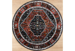 Picasso Paloma Rond Vintage Vloerkleed - Terra / Oranje - Laagpolig