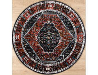 Picasso Paloma Rond Vintage Vloerkleed - Terra / Oranje - Laagpolig