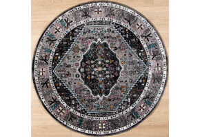 Picasso Paloma Rond Vintage Vloerkleed - Grijs - Laagpolig