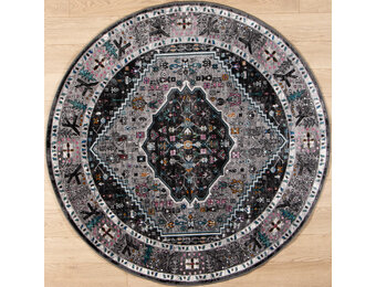 Picasso Paloma Rond Vintage Vloerkleed - Grijs - Laagpolig