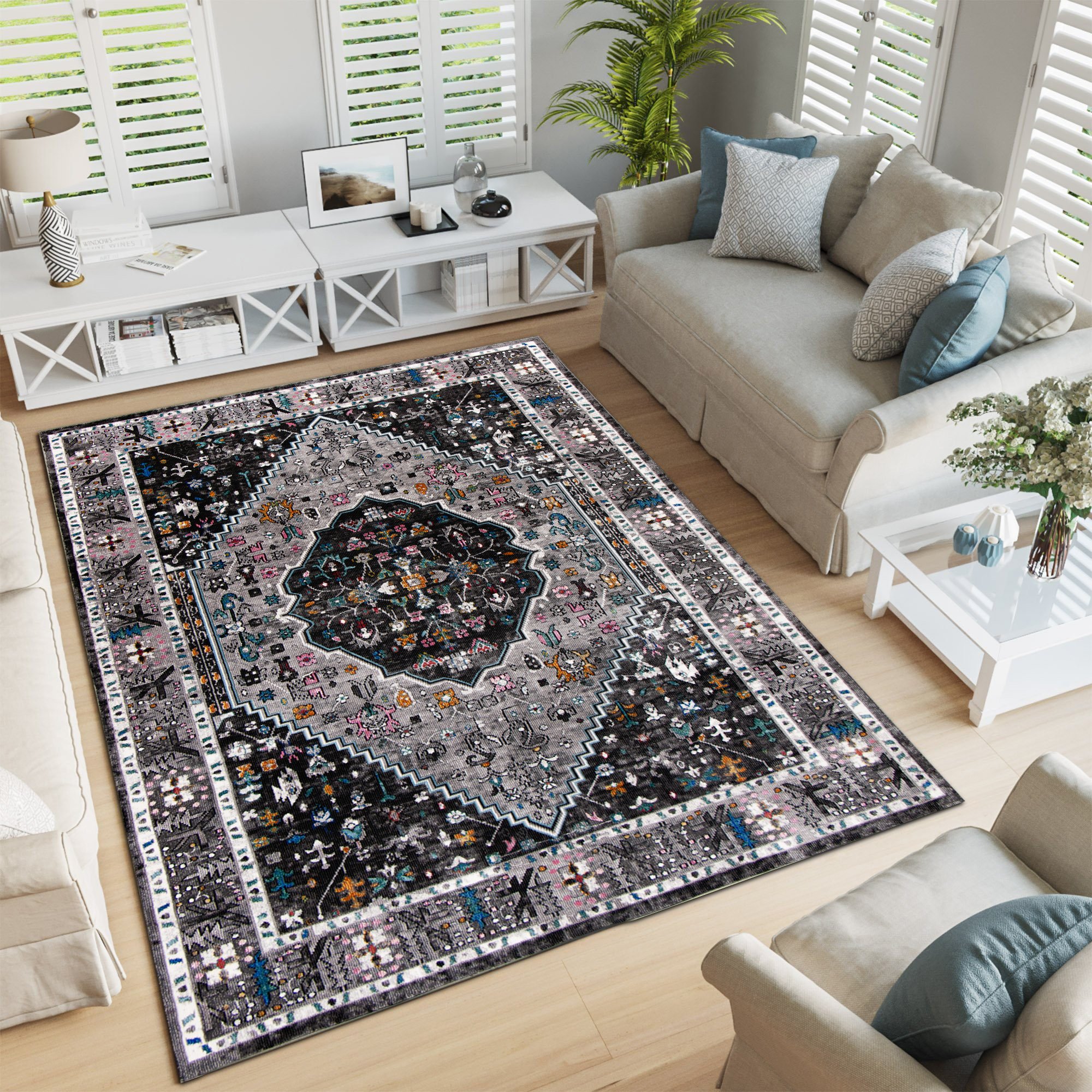 Picasso Paloma Vintage Vloerkleed - Grijs - Laagpolig