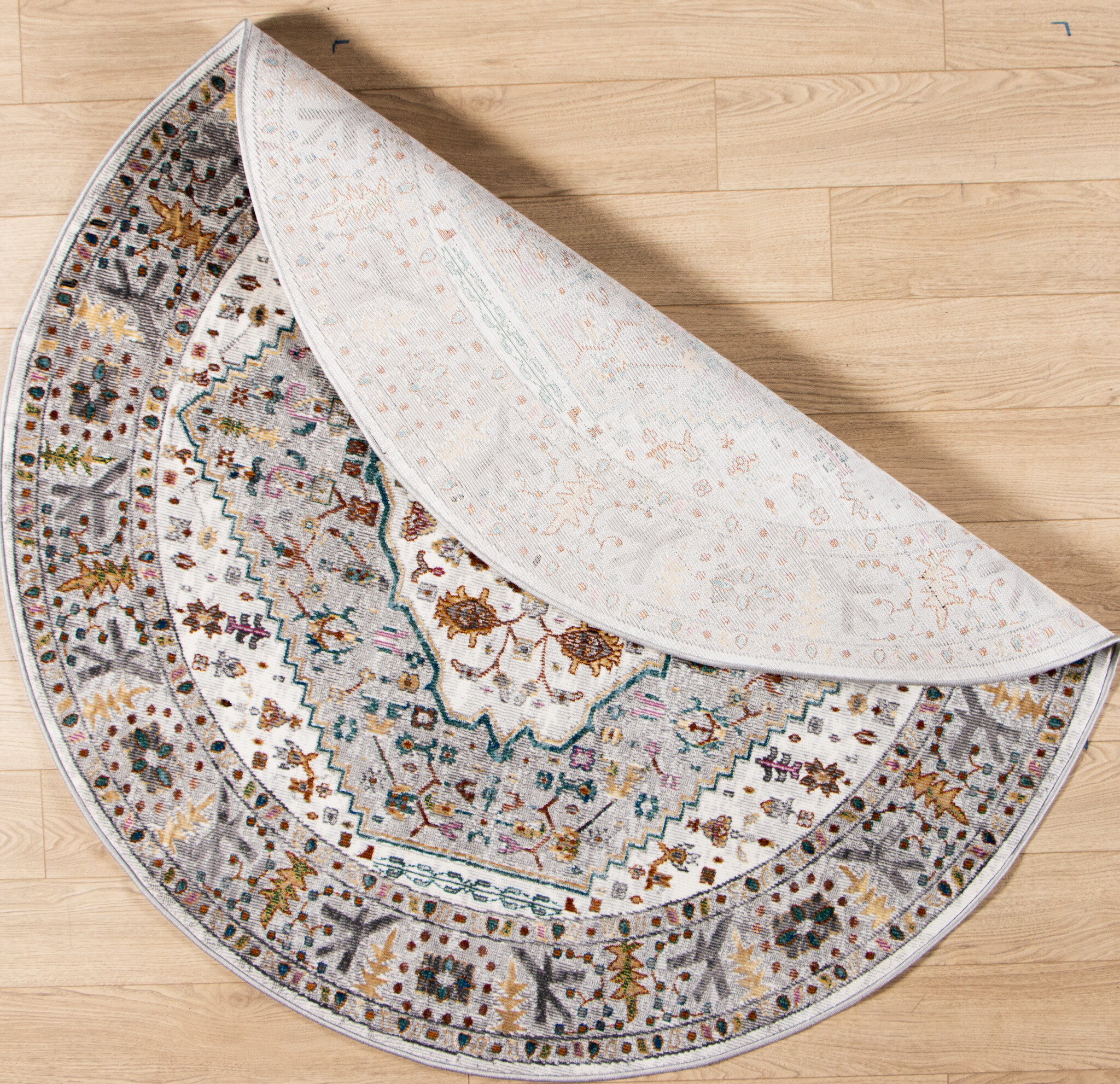 Picasso Bellagio Rond Vintage Vloerkleed - Multi / Creme - Laagpolig