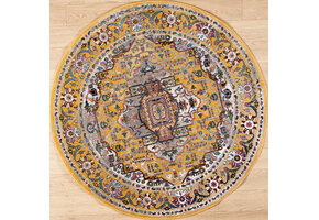 Picasso Sedona Rond Vintage Vloerkleed - Multi / Geel - Laagpolig