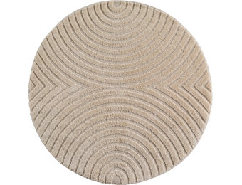 Japandi ART - Rond Scandinavisch Vloerkleed - Laagpolig Effen - Beige
