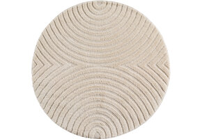 Japandi ART - Rond Scandinavisch Vloerkleed - Laagpolig Effen - Creme Wit