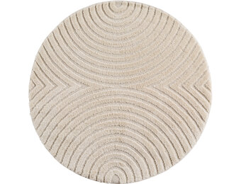 Japandi ART - Rond Scandinavisch Vloerkleed - Laagpolig Effen - Creme Wit