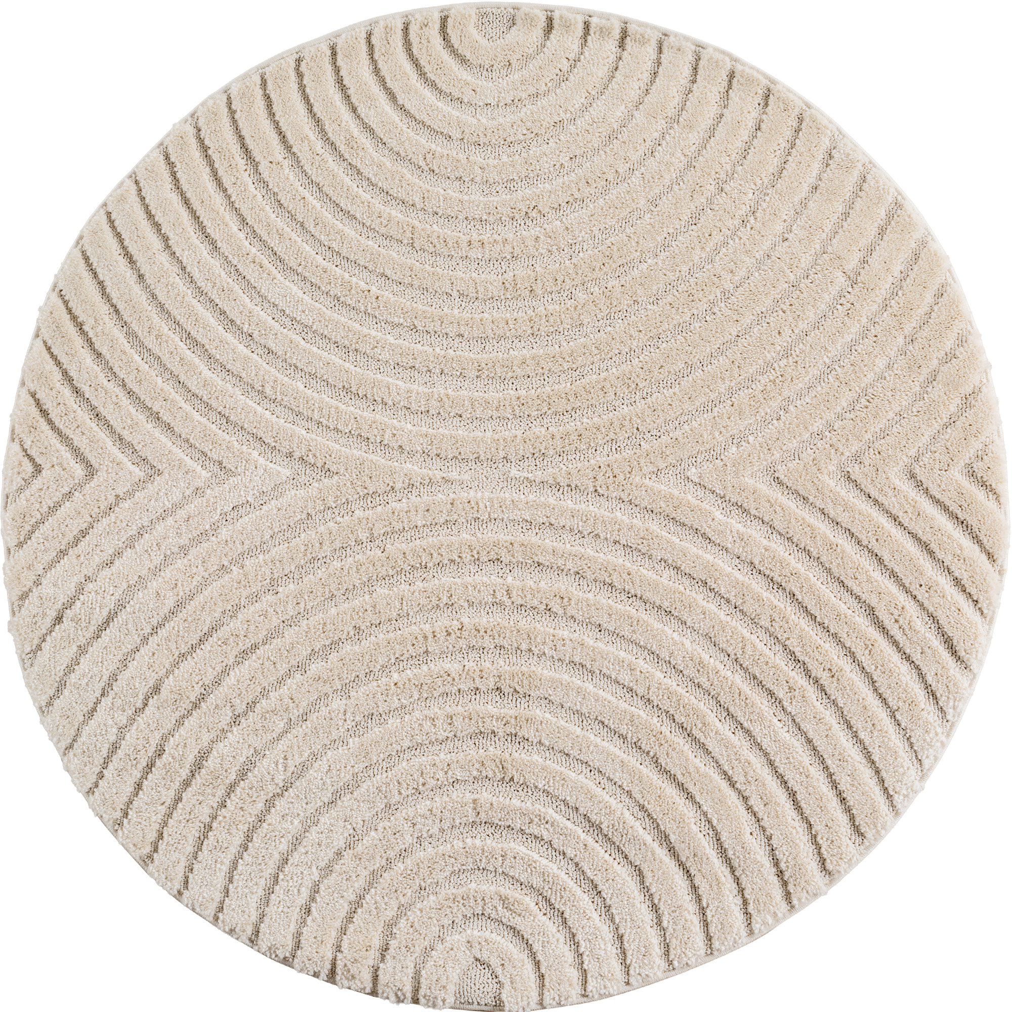 Japandi ART - Rond Scandinavisch Vloerkleed - Laagpolig Effen - Creme Wit