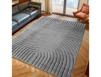 Japandi ART - Scandinavisch Vloerkleed - Laagpolig Effen - Grijs