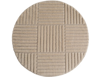 Japandi Art Kubic - Rond Scandinavisch Vloerkleed - Laagpolig Effen - Beige