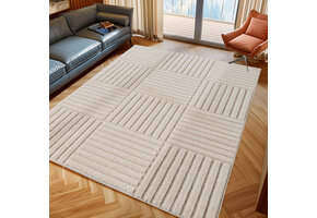 Japandi Art Kubic - Scandinavisch Vloerkleed - Laagpolig Effen - Creme Wit