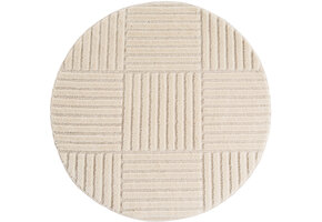 Japandi Art Kubic - Rond Scandinavisch Vloerkleed - Laagpolig Effen - Creme Wit