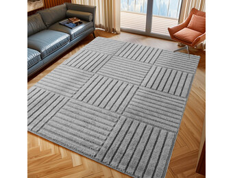 Japandi Art Kubic - Scandinavisch Vloerkleed - Laagpolig Effen - Grijs