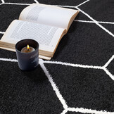 Trellis Uni Rond Effen Laagpolig Vloerkleed Modern Zwart